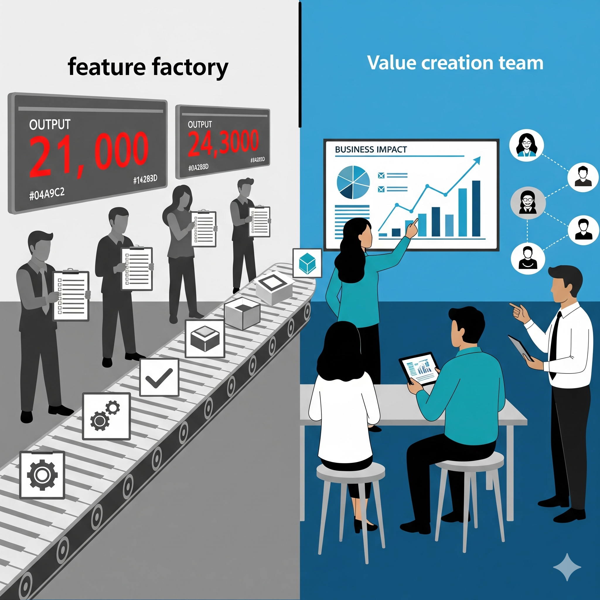 Team transformation from features to value creation